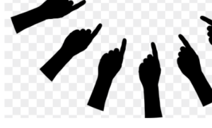A silhouette of hands in a semi-circle pointing.